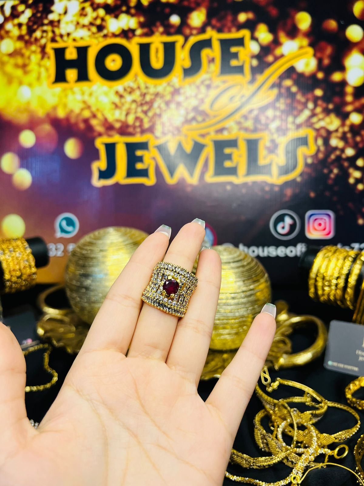 Gold Polish Stone Ring